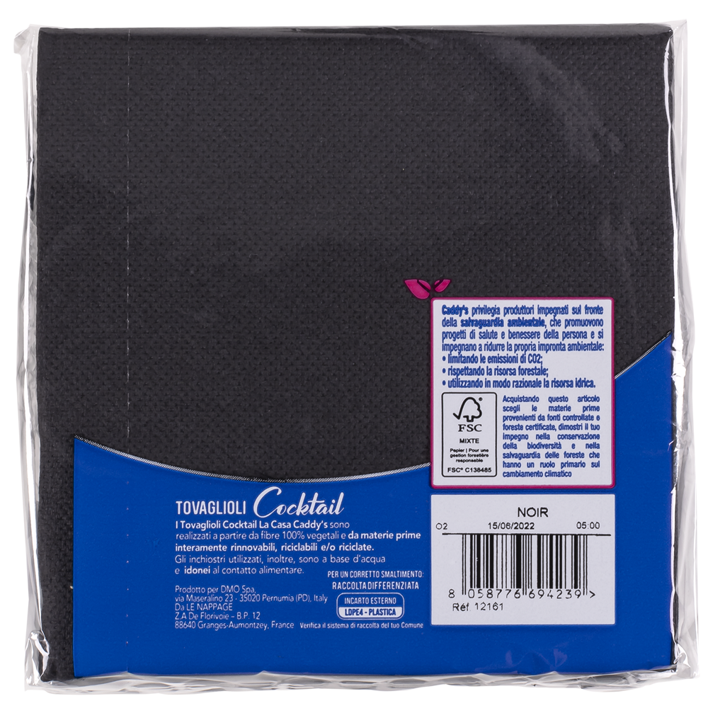 Caddy's Tovaglioli 24x25 Nero 40 Pezzi, , large