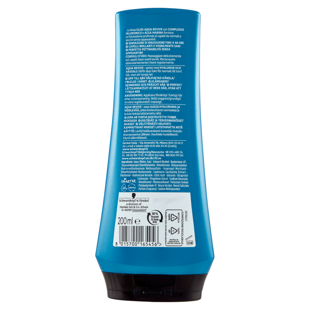 Gliss Hair Repair Aqua Revive Balsamo Idratante 200 ml, , large