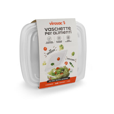 Virosac Vaschette Trasparenti con Coperchio 4 Pezzi 1L