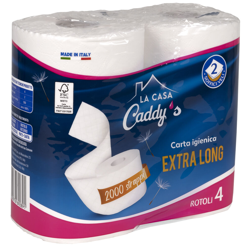 Caddy's Carta Igienica 2000 Strappi 4 Rotoli, , large