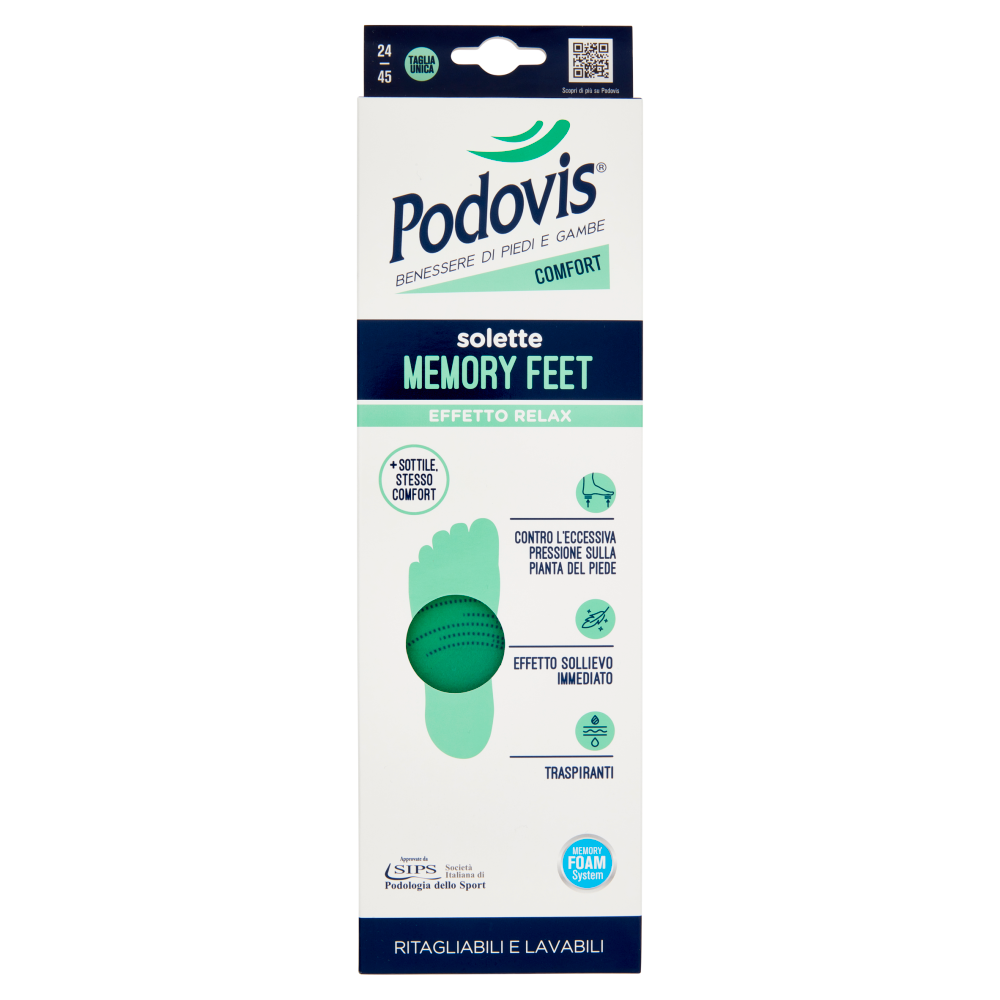 Podovis Comfort Solette Memory Feet Taglia Unica 24/45 1 Paio, , large