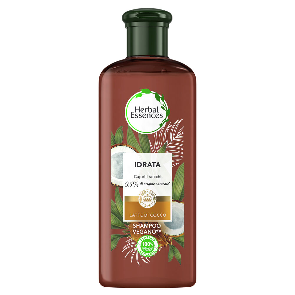 Herbal Essences Shampoo Idrata, con Latte Di Cocco, per Capelli Secchi, con Veri Estratti Botanici, in collaborazione con Royal Botanic Gardens, Kew, 250ml - -