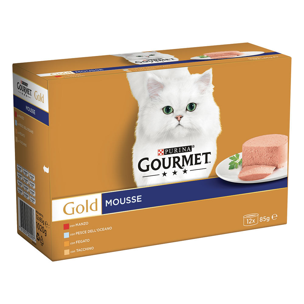 Gourmet Gold Mousse con Manzo, Pesce, Tacchino, Fegato 12 Lattine 85 g, , large
