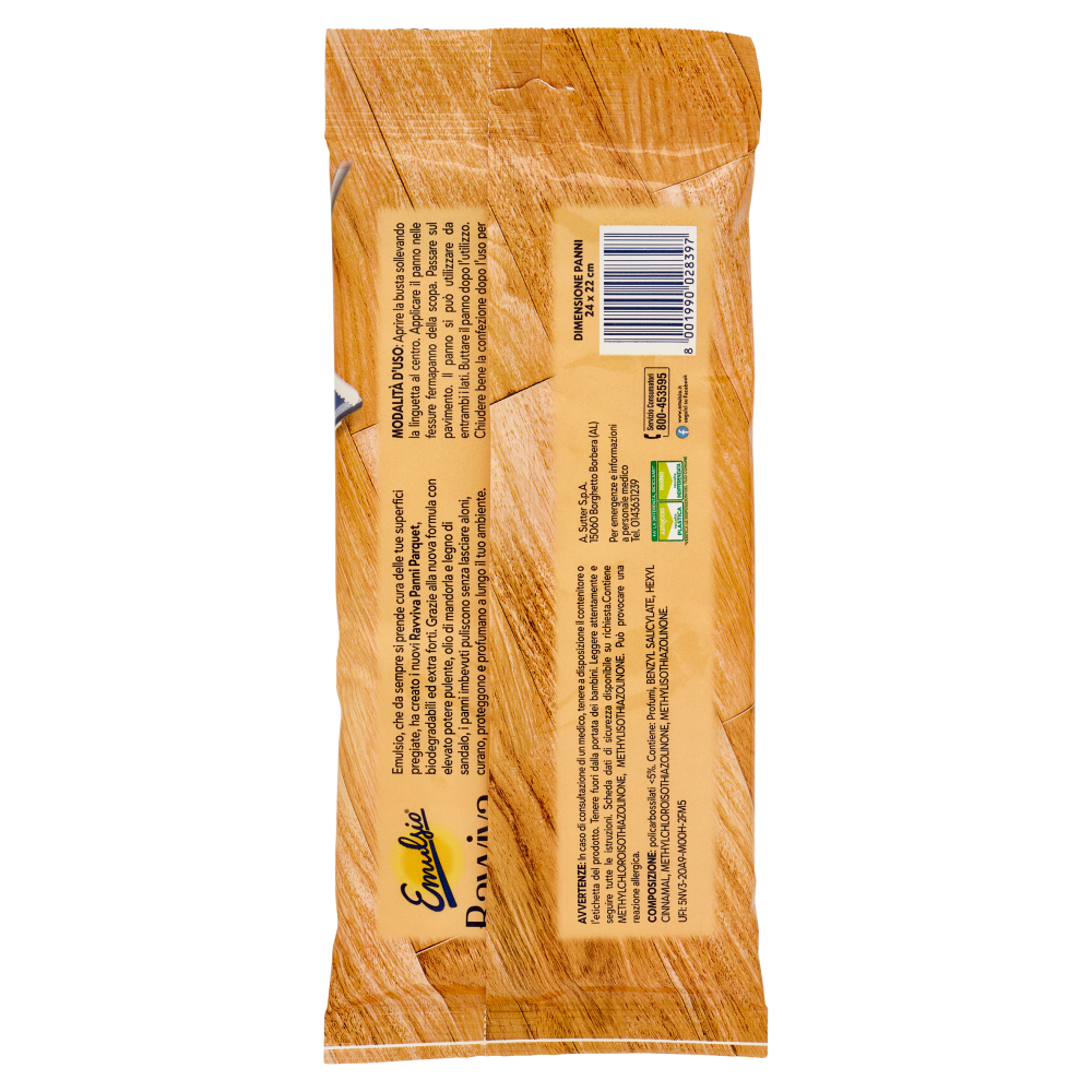 Emulsio Ravviva Panni Parquet Olio di Mandorla e Legno di Sandalo 12 Pezzi, , large