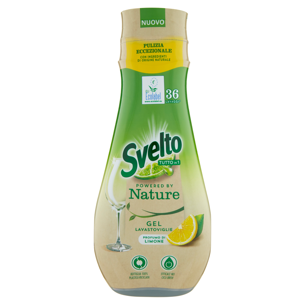 Svelto Tutto in 1 Powered by Nature Gel Lavastoviglie Limone 640 ml, , large