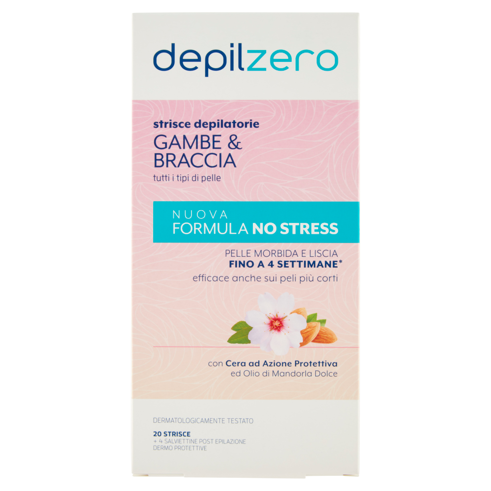 Depilzero Strisce Depilatorie Gambe & Braccia 20 Strisce + 4 Salviettine, , large