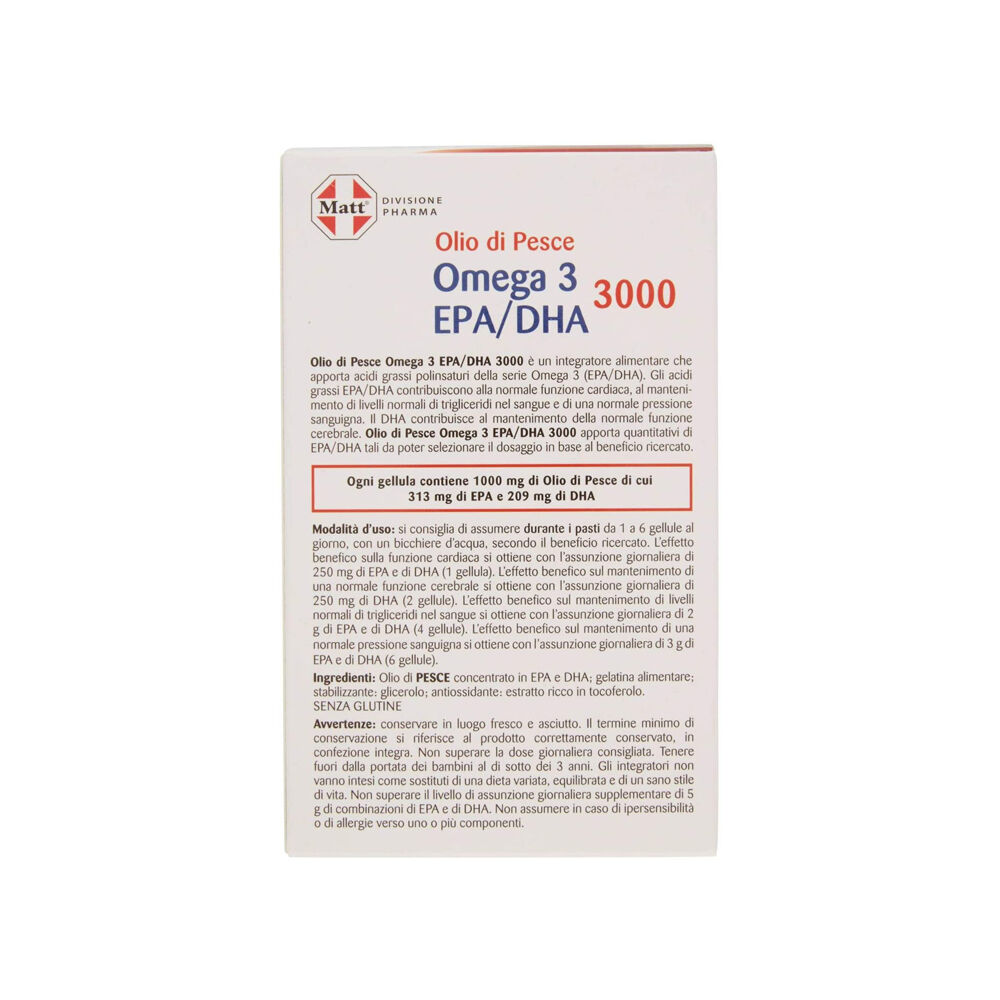 Matt Olio di Pesce Omega 3 EPA/DHA 3000 60 Gellule, , large