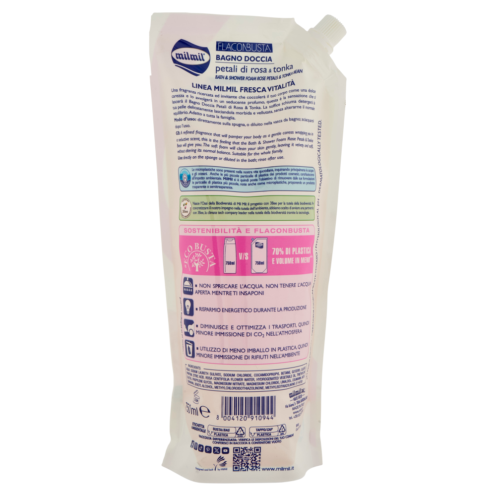 Milmil Bagno Doccia Petali di Rosa & Tonka Emozionale 750 ml, , large