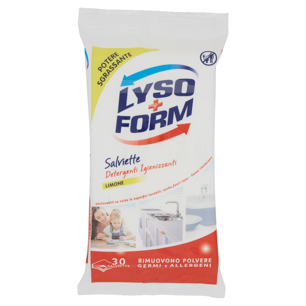 Lysoform Salviette Detergenti Igienizzanti Limone 30 Pezzi, , large