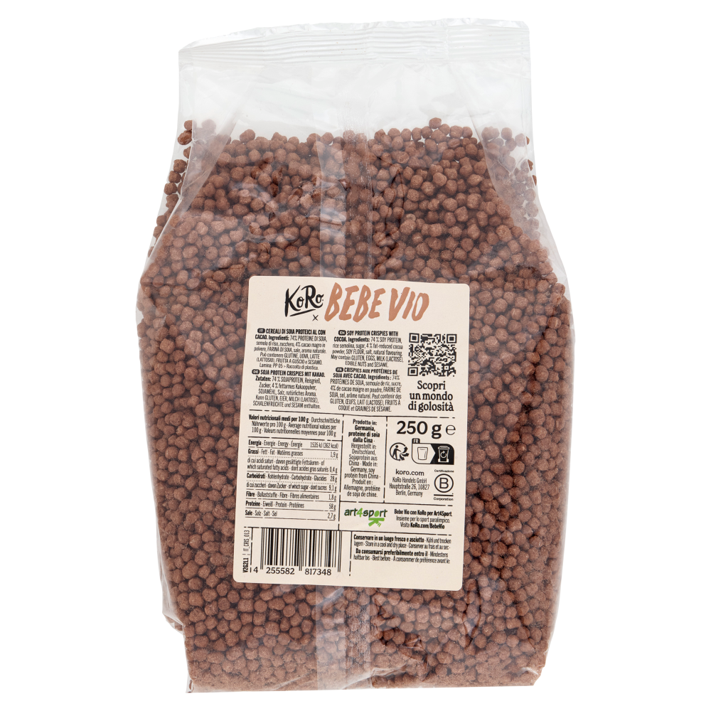 KoRo x Bebe Vio Cereali di Soia Proteici con Cacao 250 g, , large