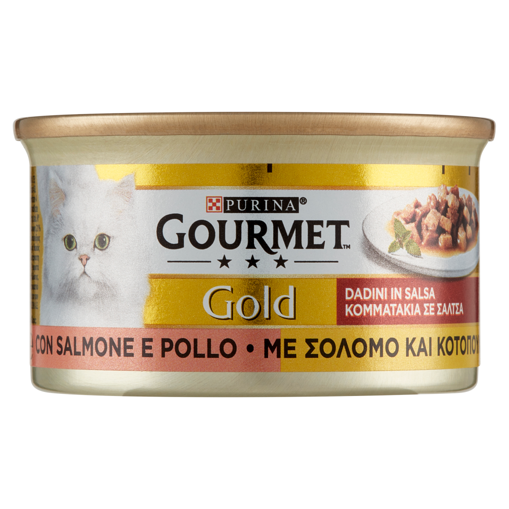 Gourmet Gold Gold Dadini in Salsa con Salmone e Pollo 85 g - -