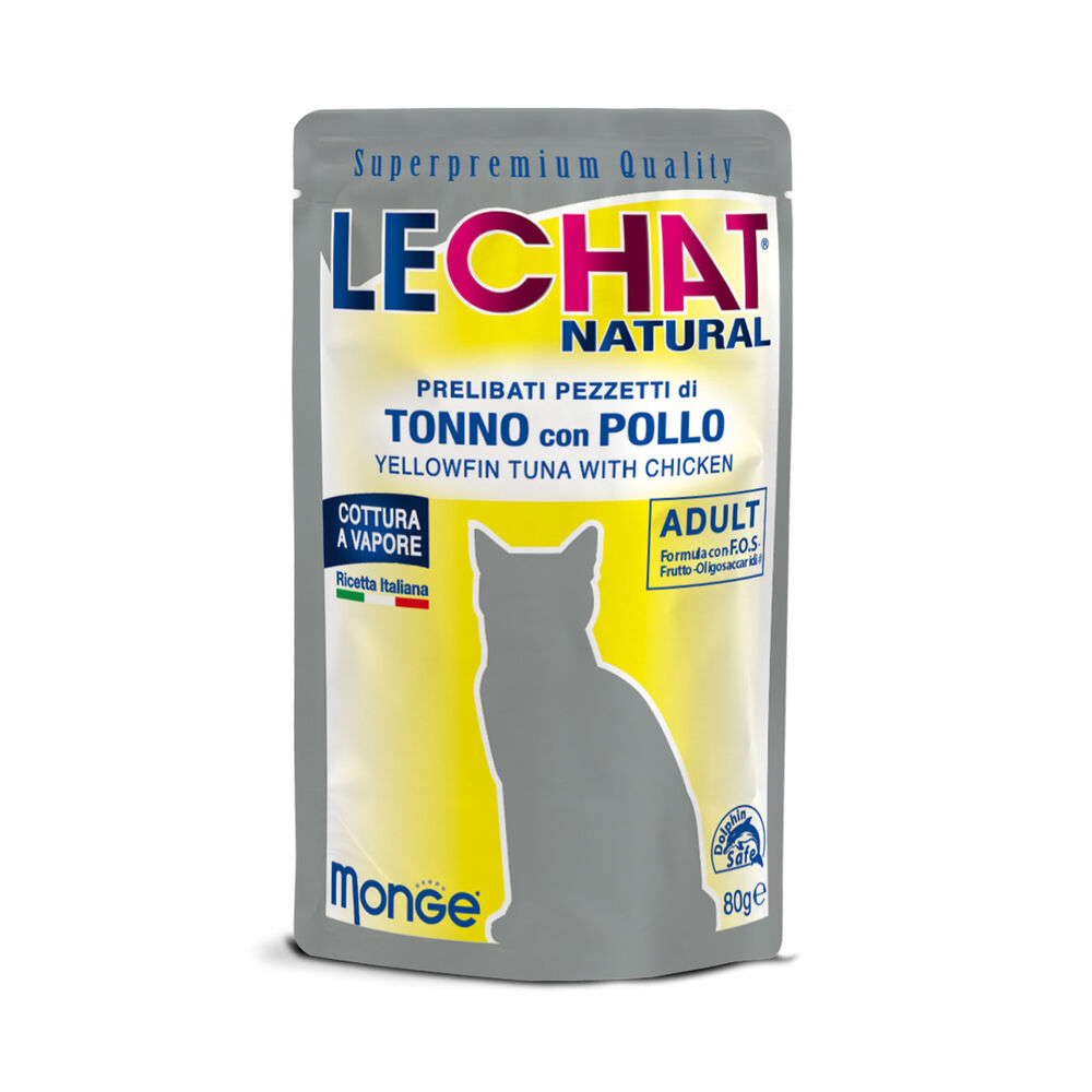 LeChat Natural Prelibati Pezzetti di Tonno con Pollo 80 g, , large