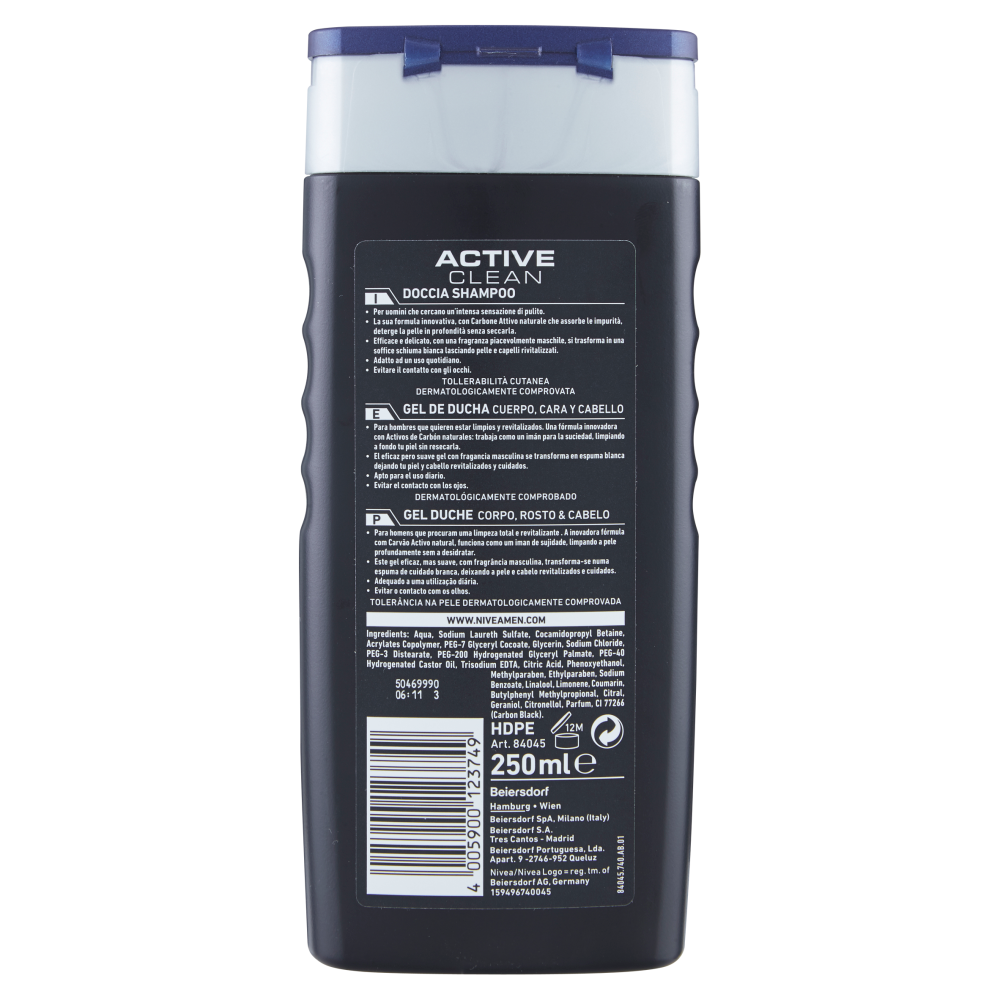 Nivea Men Active Clean Doccia Shampoo 250 ml, , large