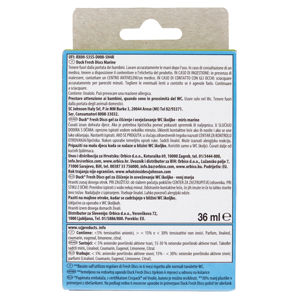 Duck Fresh Discs Gel Igienizzanti WC Fragranza Marine 36ml, , large