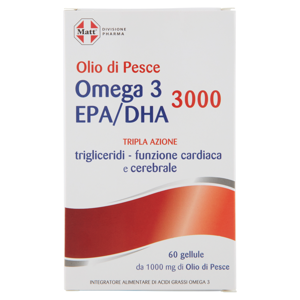 Matt Olio di Pesce Omega 3 EPA/DHA 3000 60 Gellule, , large
