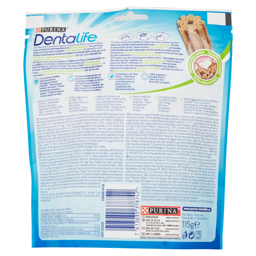 Purina Dentalife Cane Snack per l'Igiene Orale Taglia Small 7 Stick 115g, , large