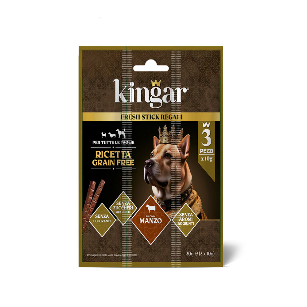 Kingar Dog Snack 3x10g Manzo, , large