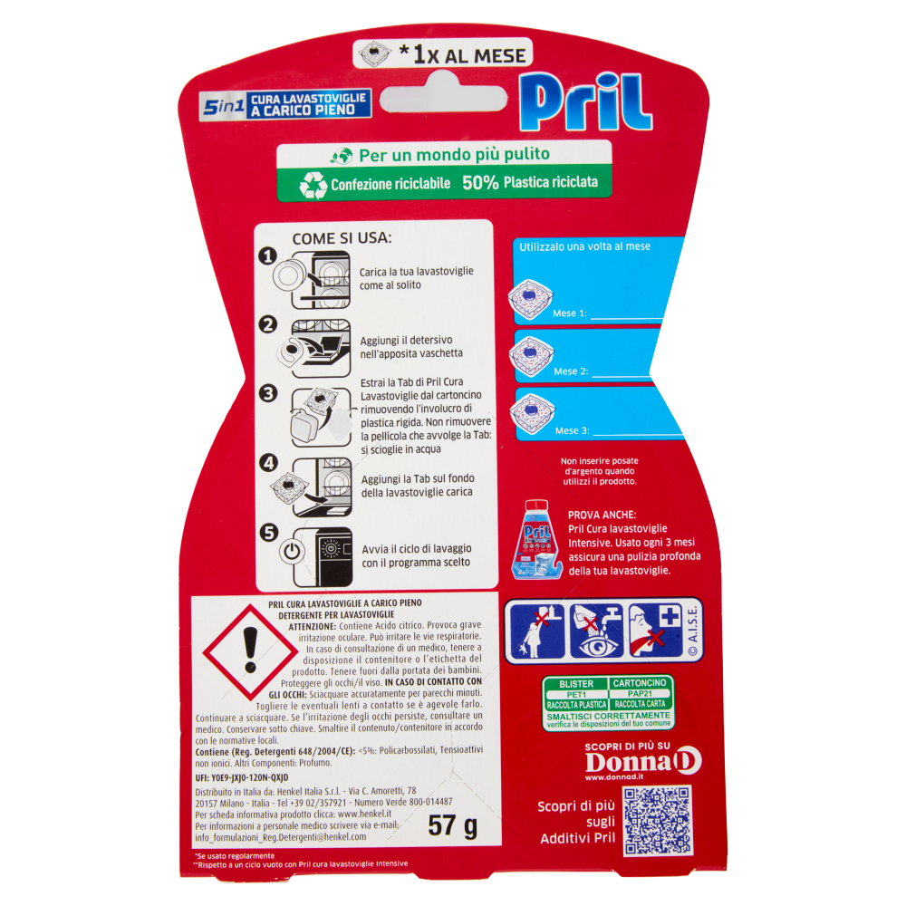 Pril 5in1 Cura Lavastoviglie a Carico Pieno 57 g, , large