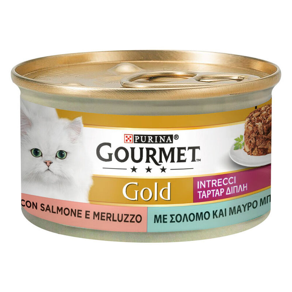 Gourmet Gold Cat Adult Intrecci di Gusto Salmone & Merluzzo 85 g, , large image number null