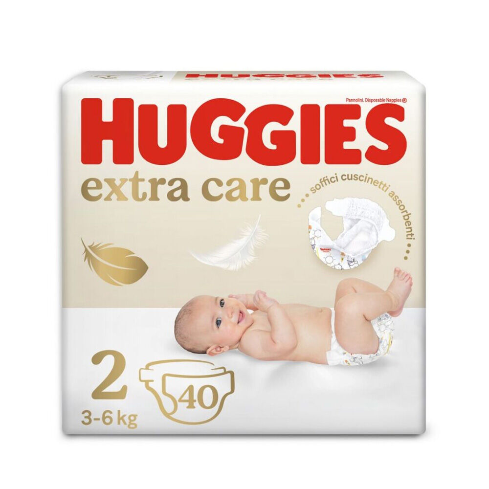 Huggies Pannolini Extra Care Taglia 2 (3-6 kg), 40 pezzi - -