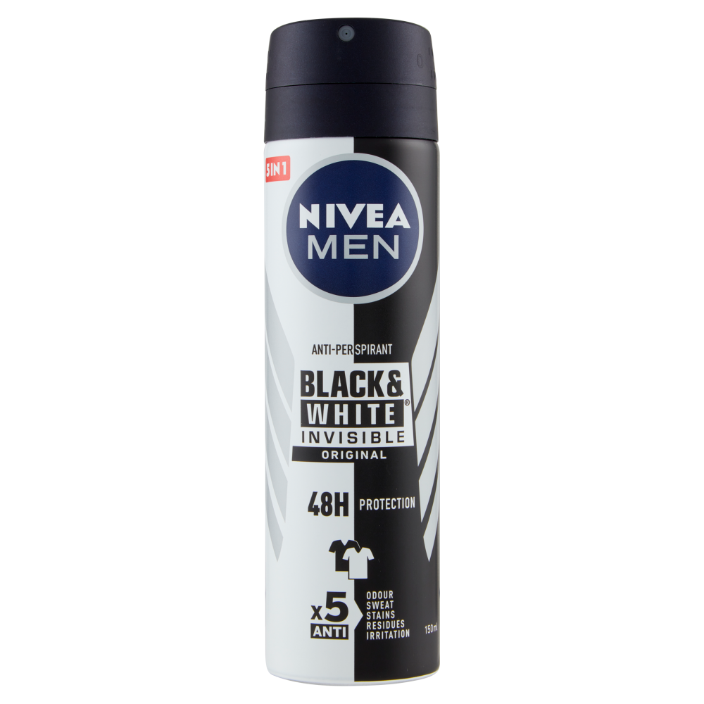 Nivea Men Black & White Invisible Original Deodorante Uomo Spray 150 ml, , large
