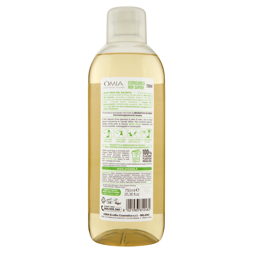 Omia Laboratori Ecobio Non Sapone Igienizzante Idratante Aloe Vera 750 ml, , large