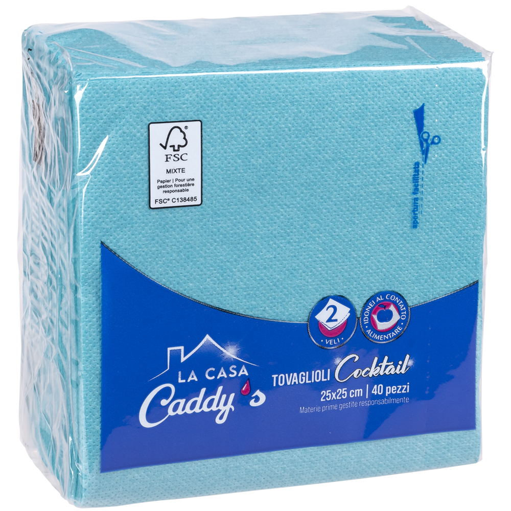 Caddy's Tovaglioli 24x25 Turchese 40 Pezzi, , large
