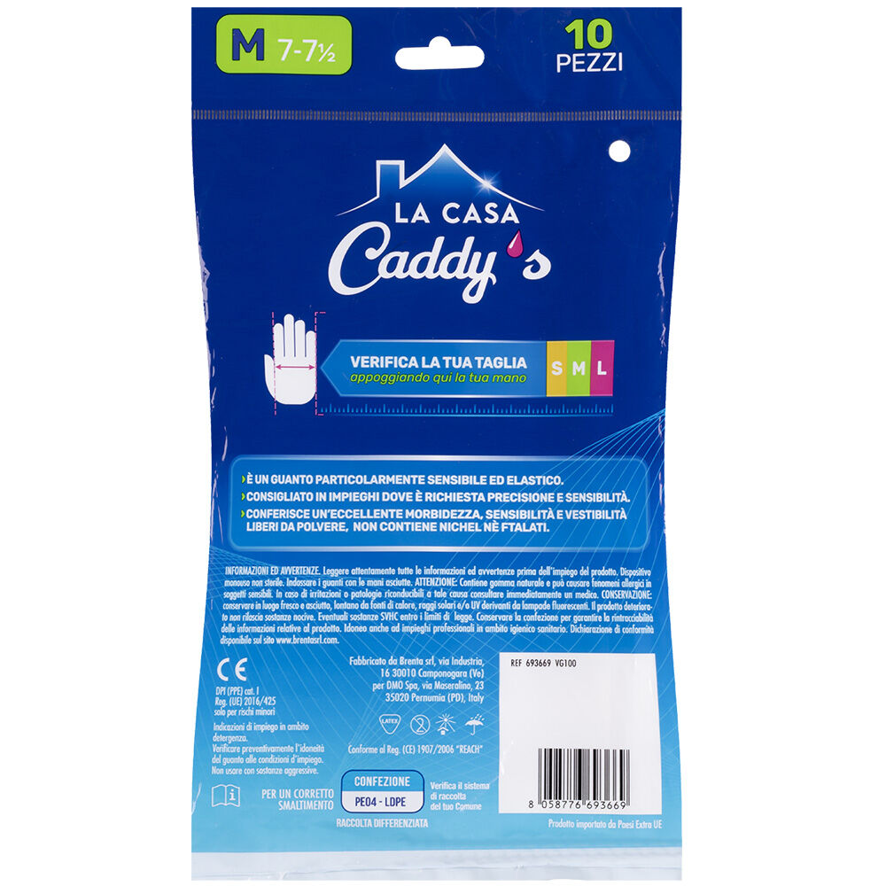 Caddy's Guanti Monouso in Lattice non Talcati Taglia M 10 Pezzi, , large