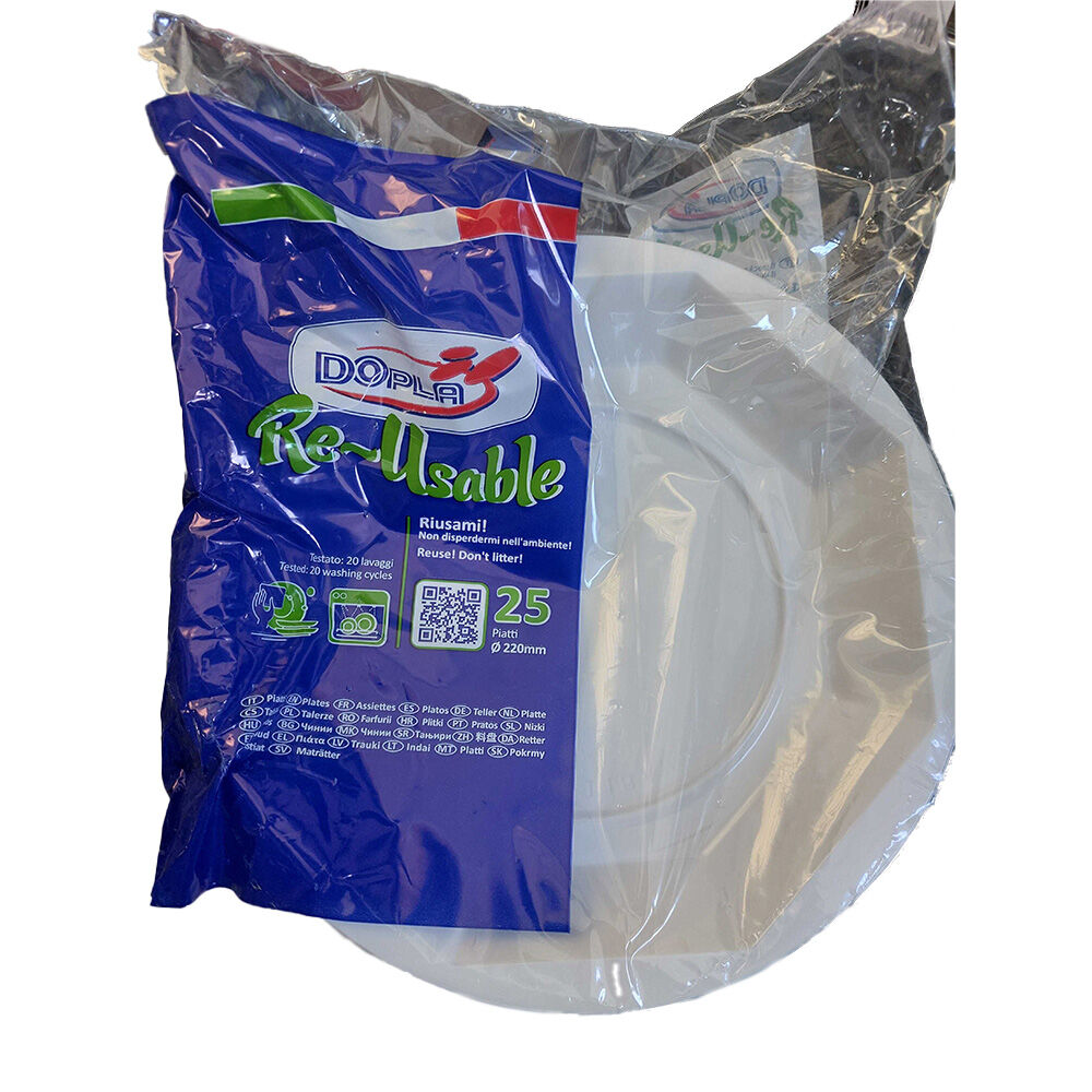 Dopla Piatti Fondi Riutilizzabili Ø22 cm 25 pz, , large