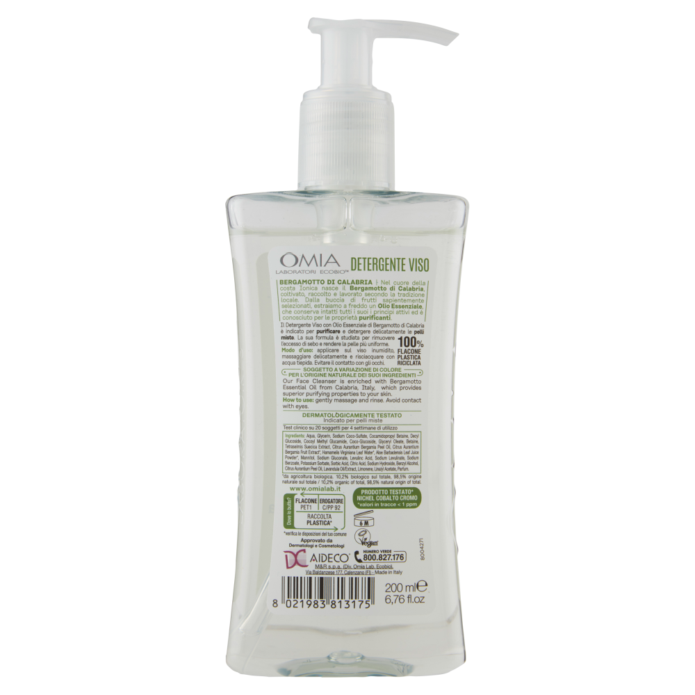 Omia Laboratori Ecobio Detergente Viso Bergamotto Di Calabria 200ml, , large