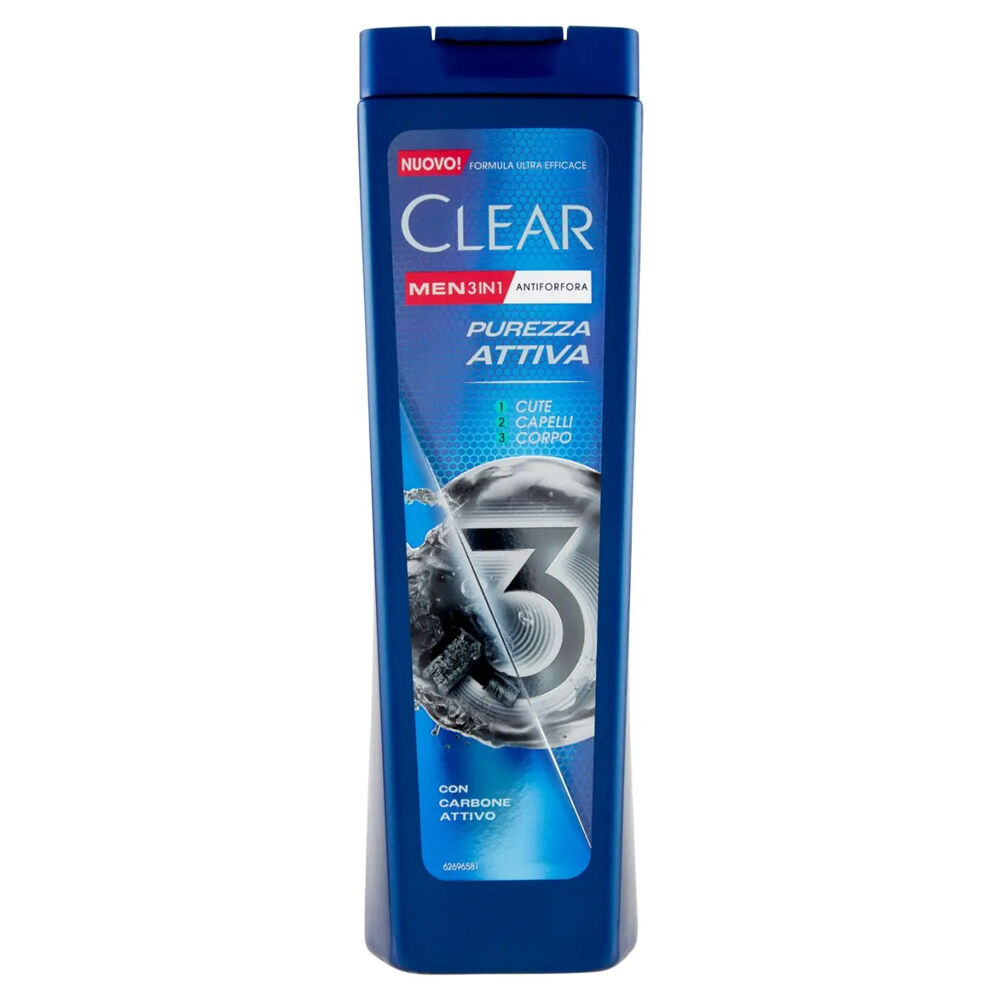 Clear Men 3in1 Shampoo Antiforfora Purezza Attiva 225ml, , large