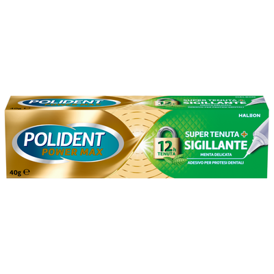 Polident Super Tenuta + Sigillante Adesivo Protesi Dentali 12 Ore Menta Delicata 40 g
