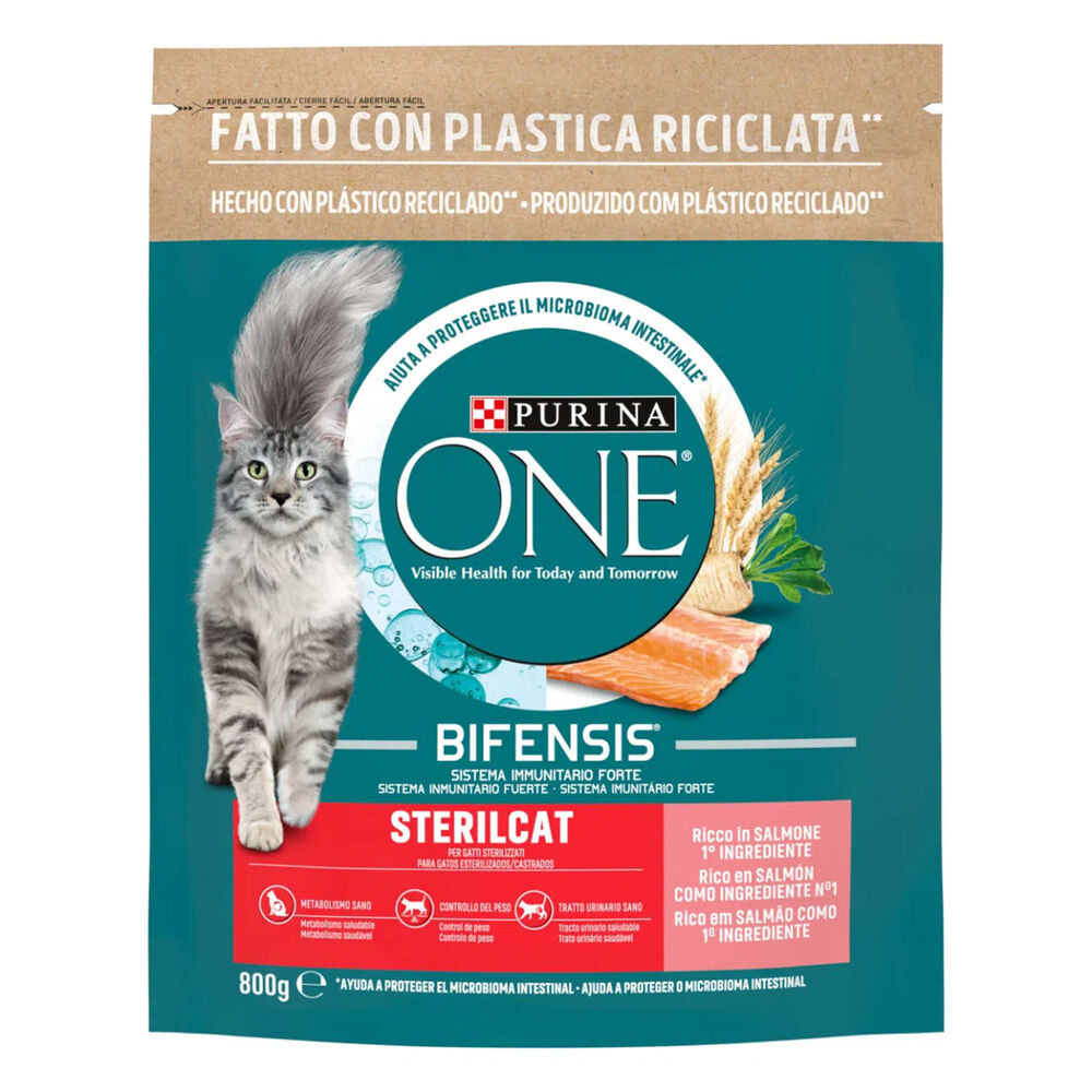 Purina One Bifensis Gatto Crocchette Sterilcat Ricco in Salmone e Frumento, con Tonno 800 g, , large