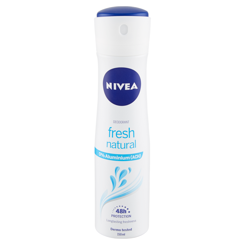 12pz NIVEA deodorante Fresh Natural Spray 0 sali d'alluminio antibatterico 150ml - Immagine 2
