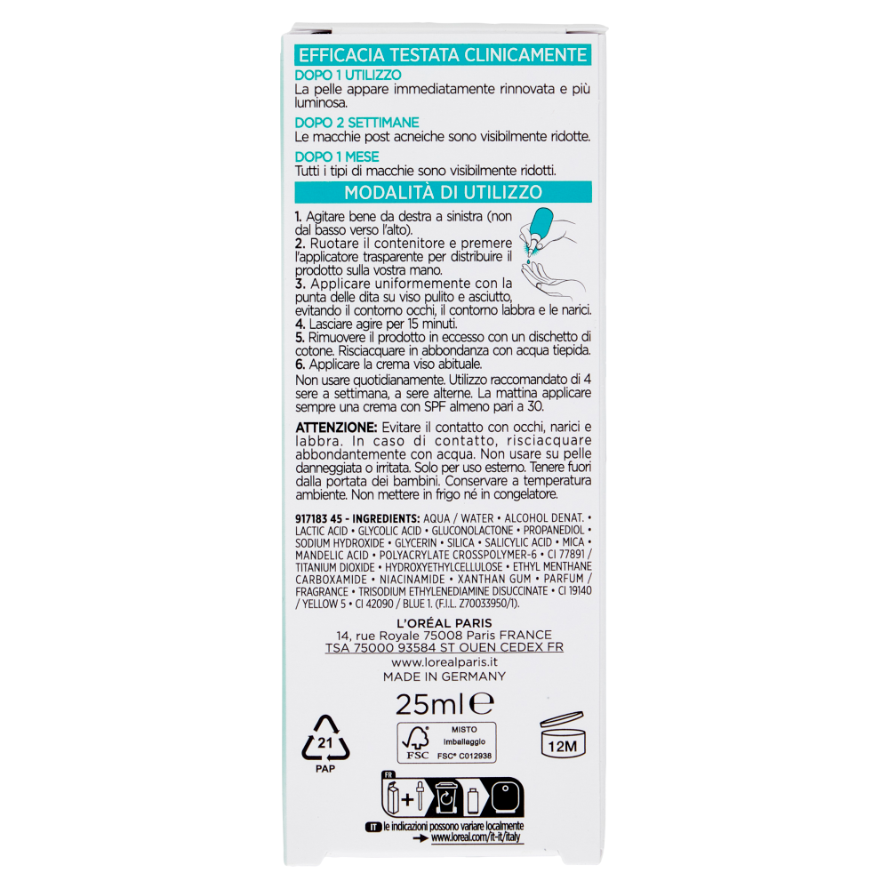 L'Or&eacute;al Paris Bright Reveal Peeling Esfoliante Anti-Macchie 25 ml, , large