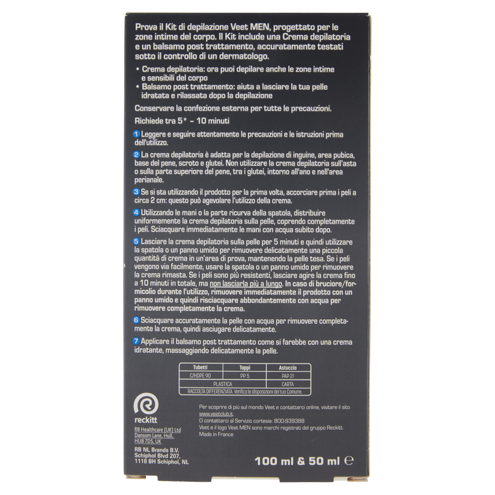Veet Men Kit Crema Depilatoria per Parti Intime, , large