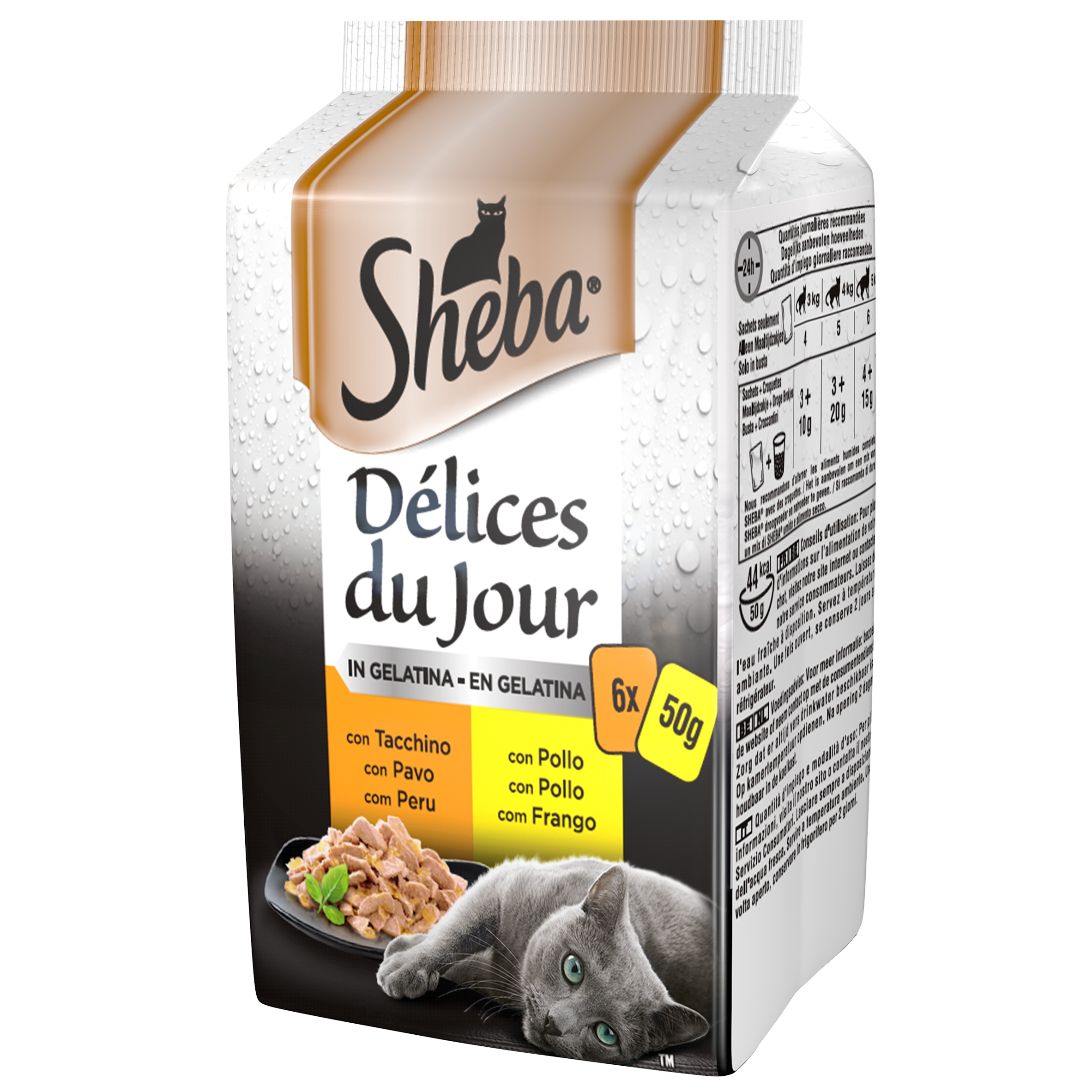 Sheba Cat Delice du Jour Tacchino e Pollo in Gelatina 6x50 gr - -
