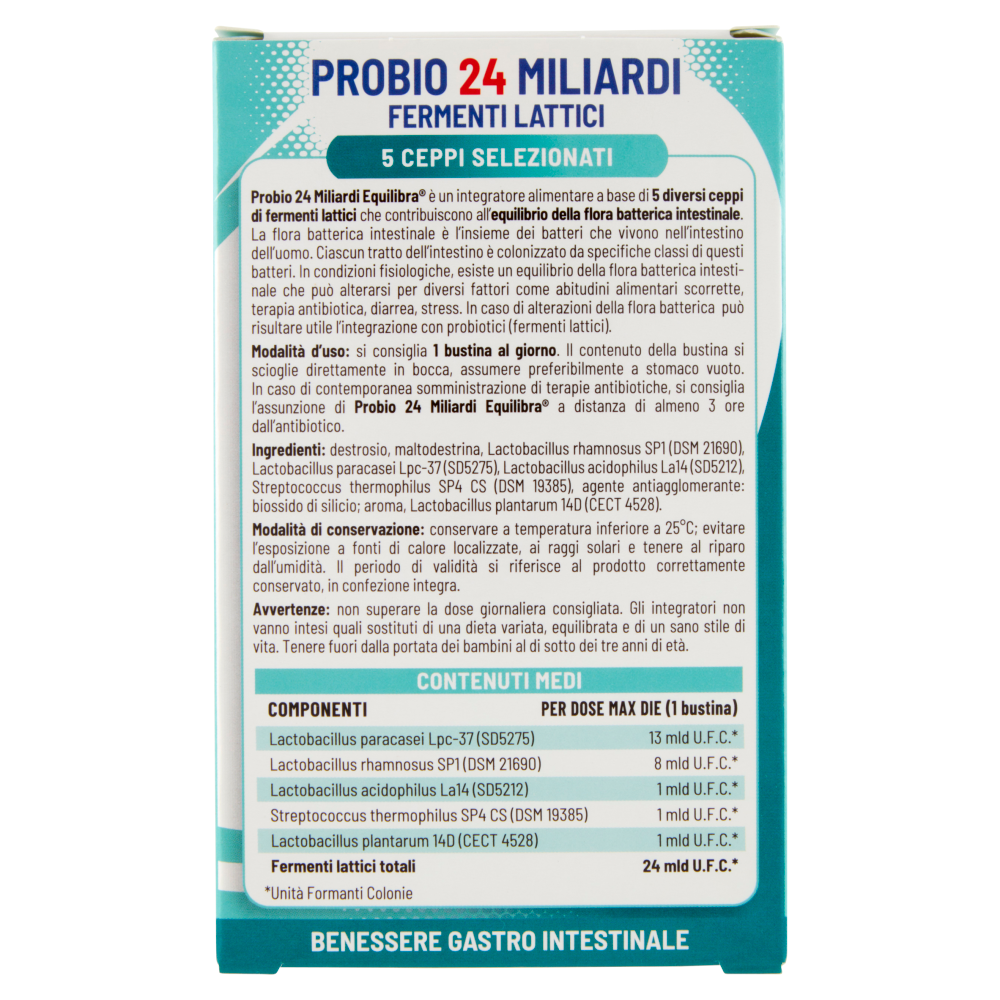 Equilibra Probio 24 Miliardi Fermenti Lattici 5 Ceppi Selezionati 10 Bustine Orosolubili, , large