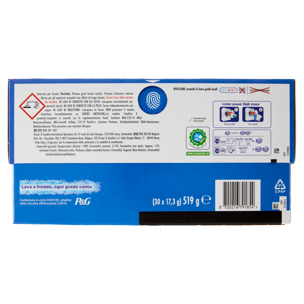 Dash Pods Detersivo Lavatrice In Capsule, Salva Colore, 30 Lavaggi 519 g, , large