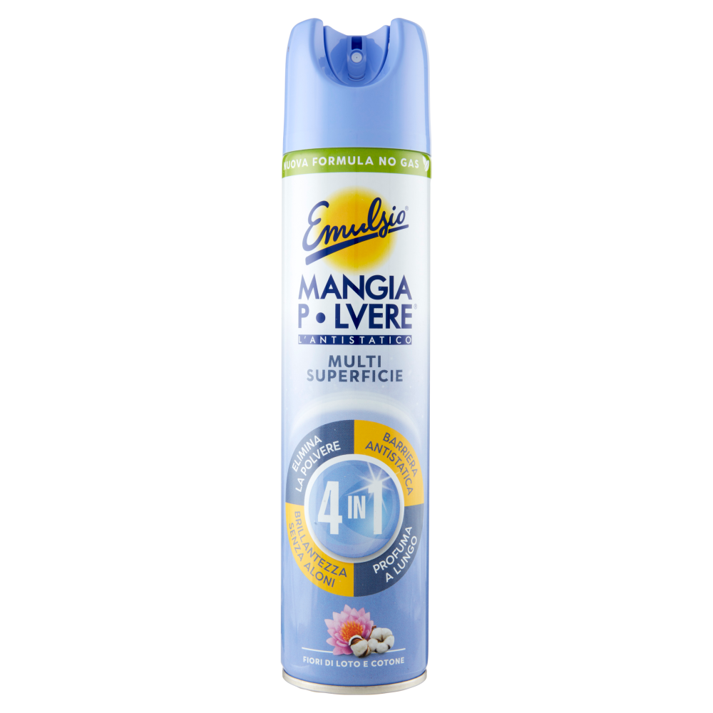 Emulsio Mangia Polvere l'Antistatico Multi Superficie 4 in 1 Fiori di Loto e Cotone 300 ml, , large