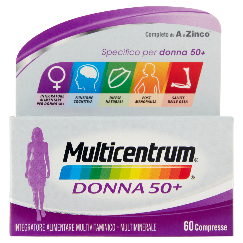 Multicentrum Donna 50+ Integratore Multivitaminico e Sali Minerali con Vitamina D 60 Compresse, , large