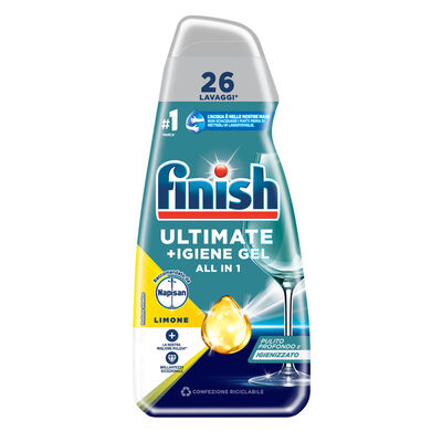 Finish Ultimate + Igiene Gel Napisan Lemon Gel Lavastoviglie 26 Lavaggi