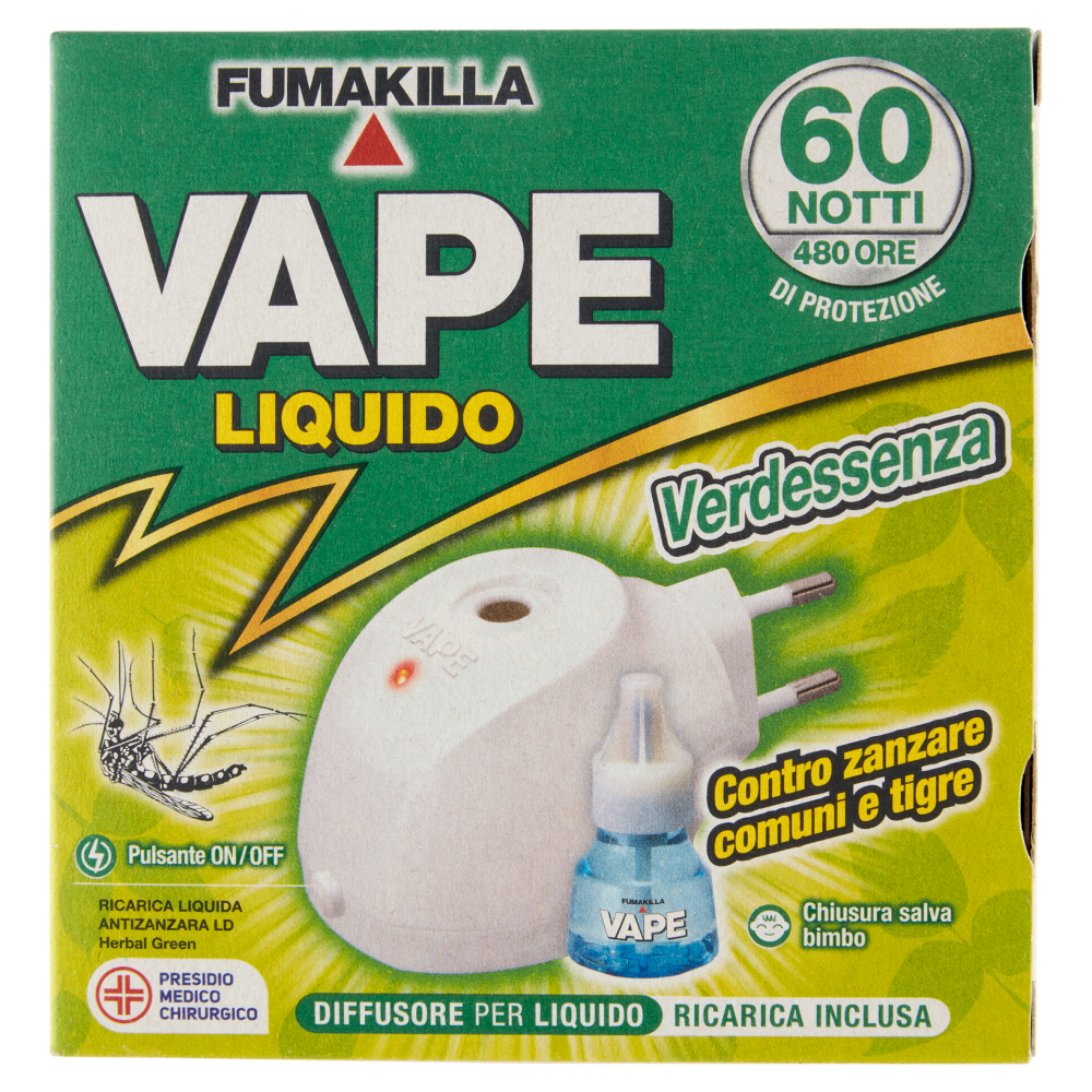 Vape Elettroemanatore Liquido Spina Verdessenza + Ricarica 60 notti - -