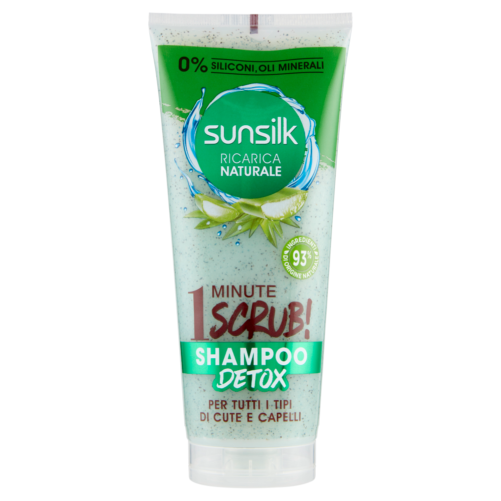 Sunsilk Ricarica Naturale 1 Minute Scrub! Shampoo Detox per Tutti i Tipi di Cute e Capelli 200 ml - -