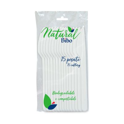Bibo Coltelli Bianchi Bioplastica 15 Pezzi