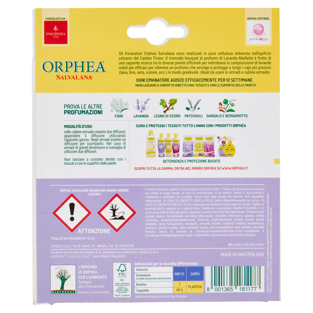 Orphea Salvalana Emanatori Grandi Armadi al Profumo di Lavanda Maillette , , large