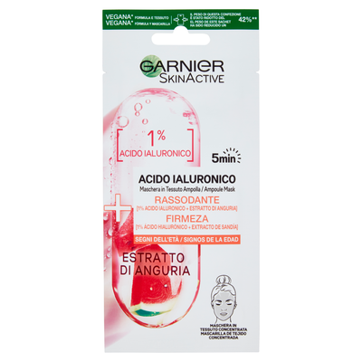 Garnier Maschera in Tessuto Ampolla Estratto di Anguria e Acido Ialuronico Contro i Segni dell'Età
