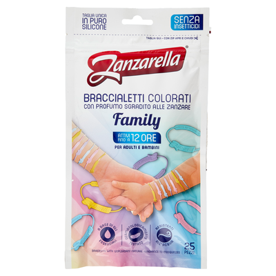 Zanzarella Braccialetti Family Anti Zanzare 25 Pezzi