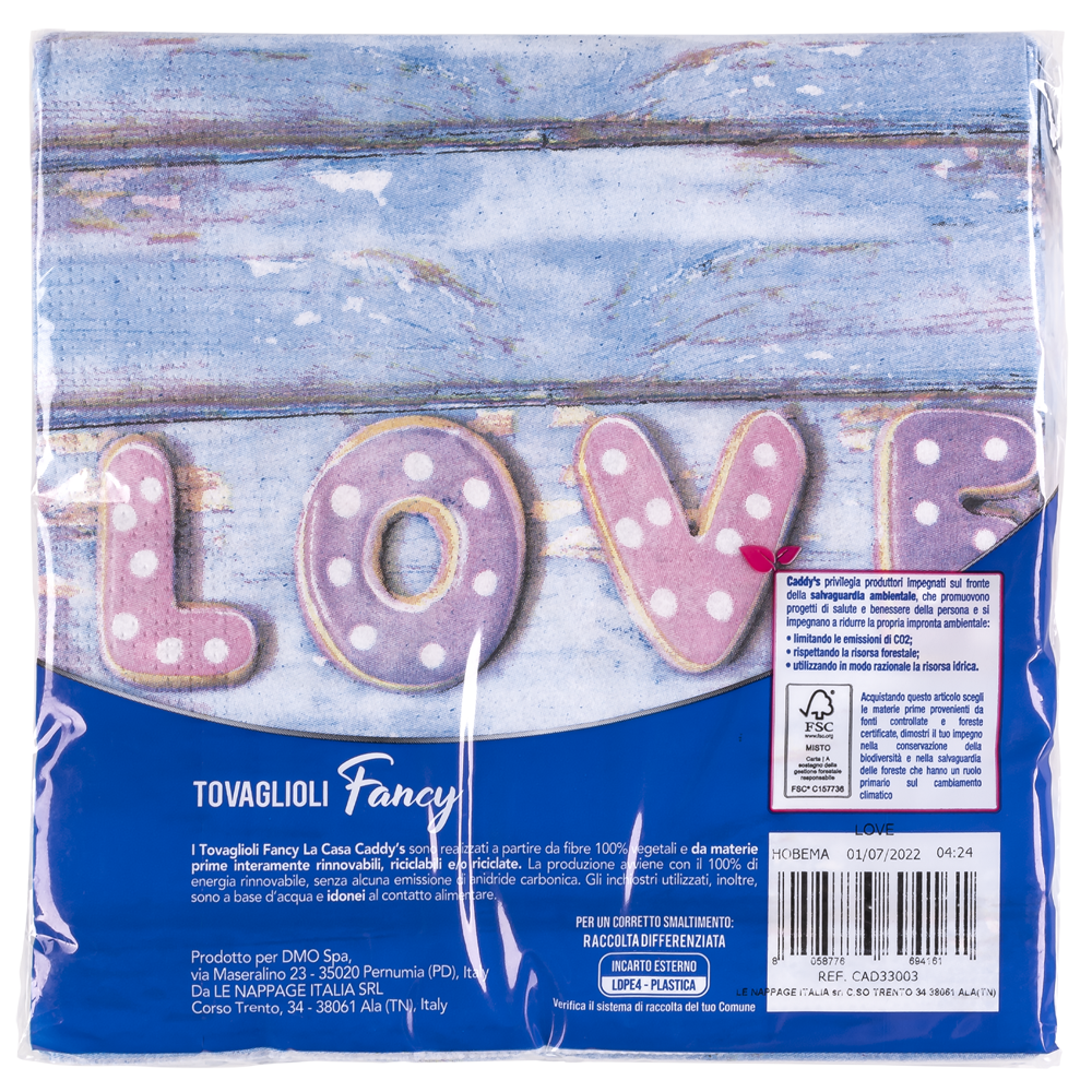 Caddy's Tovaglioli 33x33 Love 40 Pezzi, , large