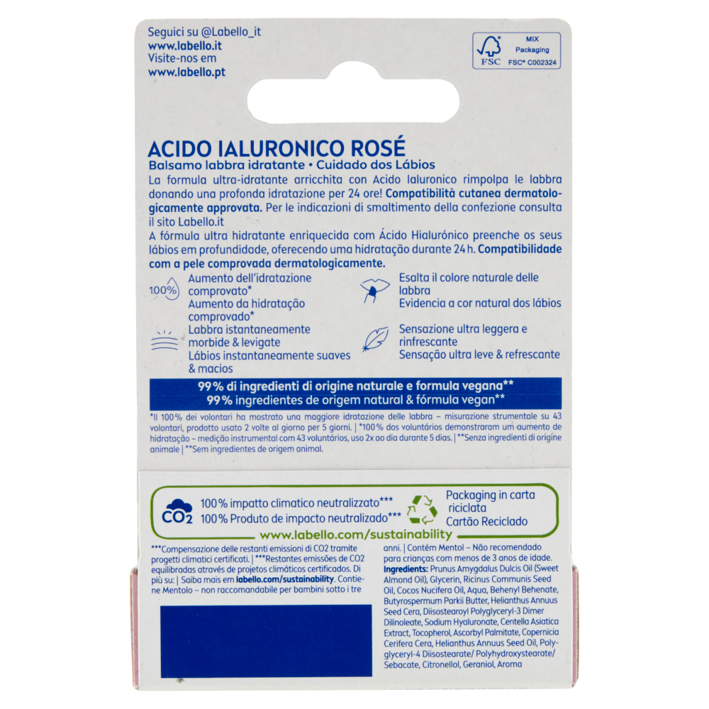 Labello Burrocacao Acido Ialuronico Ros&eacute; 5,2g, , large